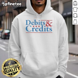Official Debits and Credits Logo Hoodie showcasing a stylish design perfect for finance enthusiasts.