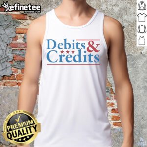 Official Debits and Credits logo tank top featuring a stylish design, perfect for finance enthusiasts and casual wear.