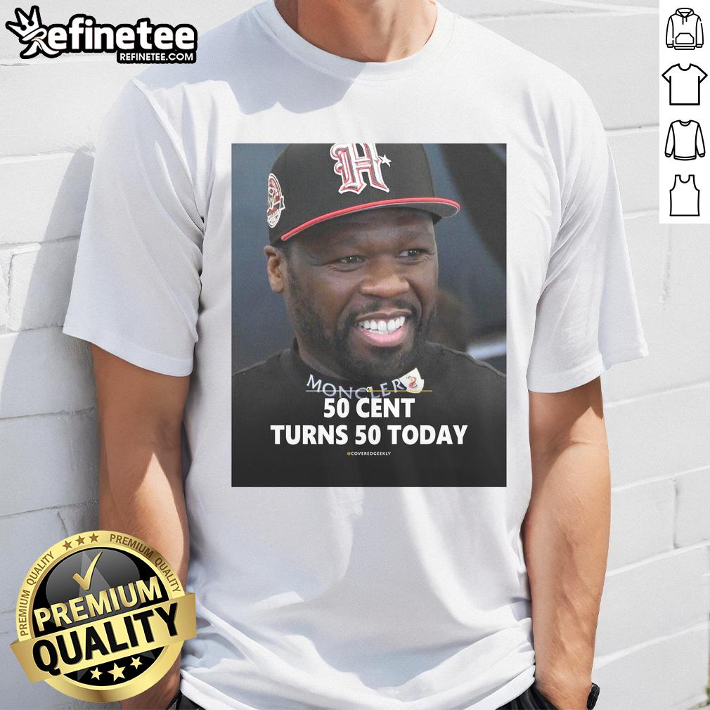 Official 50 Cent Turns 50 Today T-Shirt featuring a bold graphic celebrating the rapper's milestone birthday.