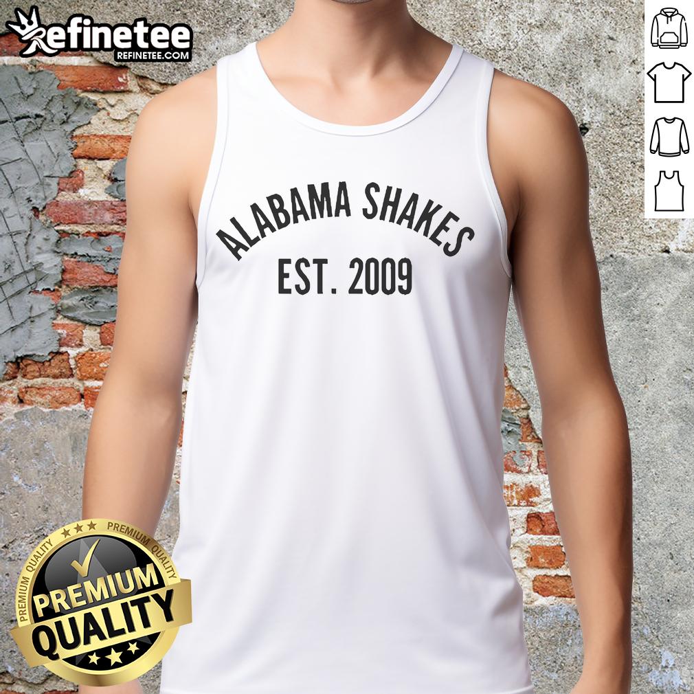 Official Alabama Shakes tank top established 2009, featuring logo and stylish design for music fans.