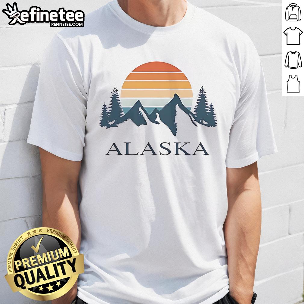 Official Alaska Mountain Camping Adventure Travel Enthusiast Vintage T-Shirt featuring scenic mountain graphics.