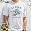 Official Alaska The Last Frontier Forget Me Not Flower Graphic T-Shirt featuring a vibrant floral design for nature lovers.
