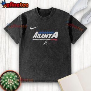 Alt Text: Official Atlanta Braves 2025 Speedway Classic washed t-shirt featuring team logo and vintage design in a comfortable fit.