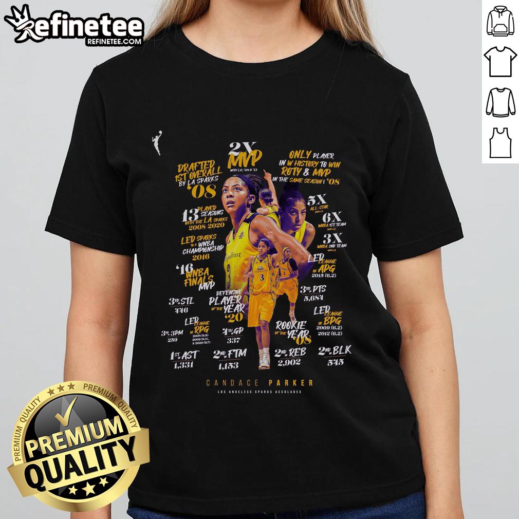 Official Candace Parker MVP in the Same SZN Ladies Tee featuring vibrant design celebrating women's basketball excellence.