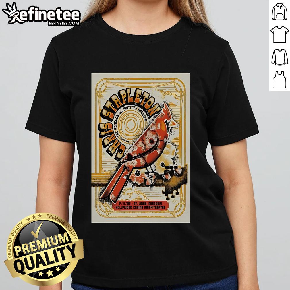 Alt Text: Official Chris Stapleton July 11, 2025 concert poster for Hollywood Casino Amphitheatre, St. Louis, MO - Ladies Tee.