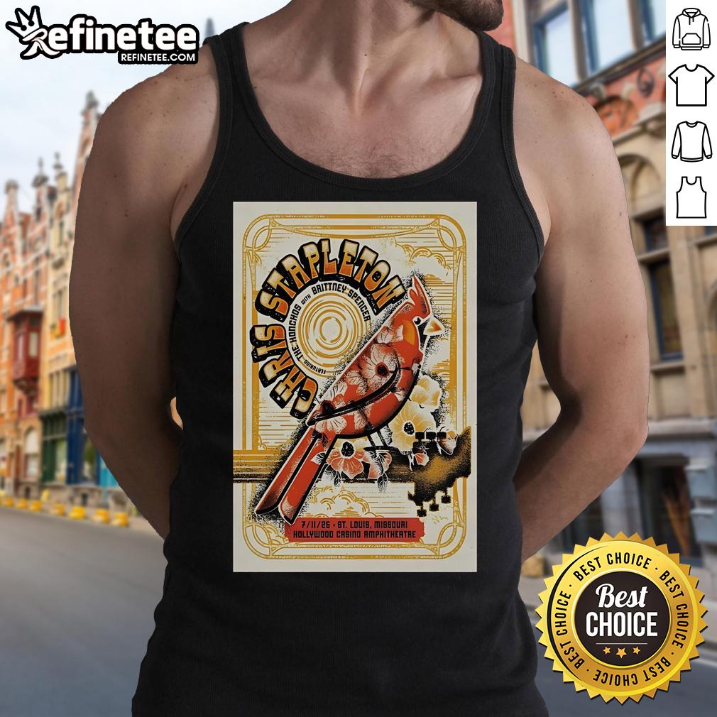Official Chris Stapleton July 11, 2025 concert poster tank top, featuring vibrant design for St. Louis show.