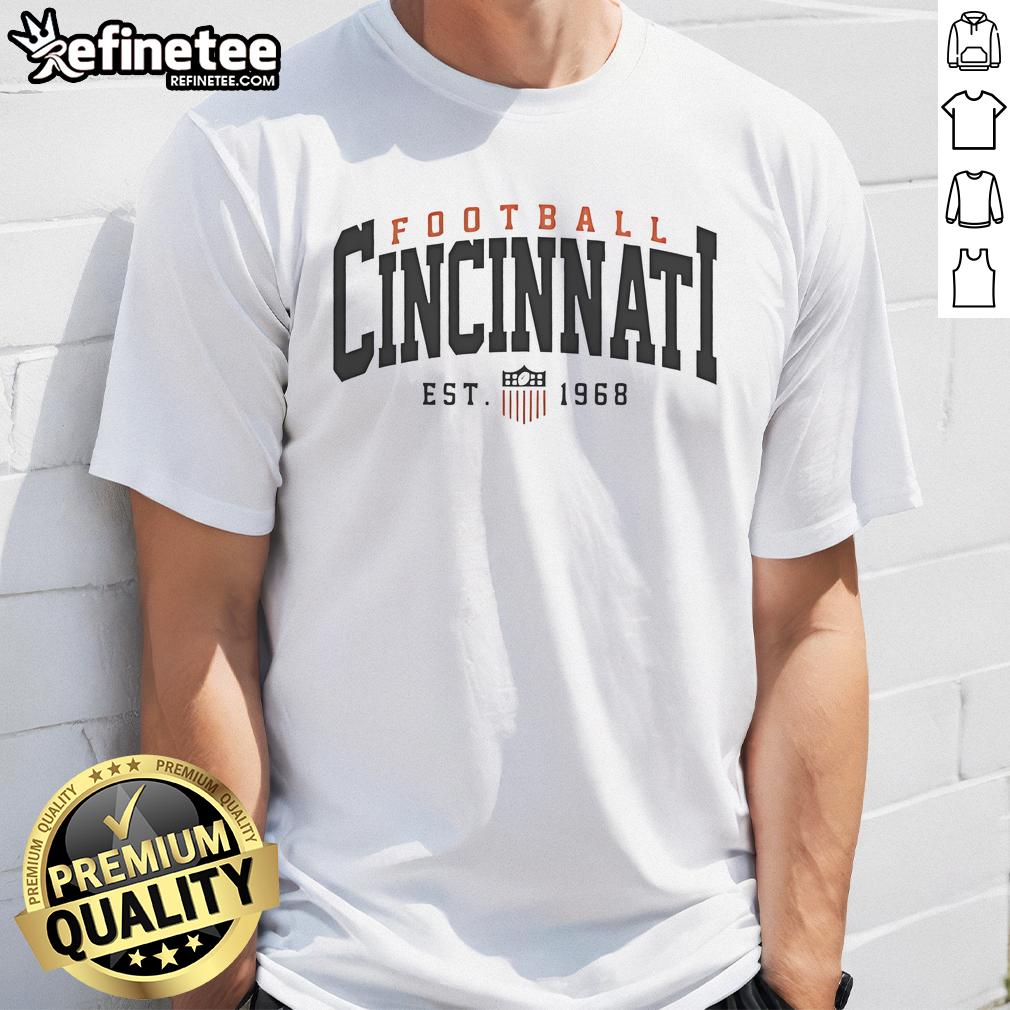 Official Cincinnati Football Est 1968 T-Shirt featuring bold logo and vintage design for fans of Cincinnati football.