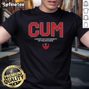Official Cum Christian University of Melbourne T-Shirt featuring logo and vibrant design for students and alumni.