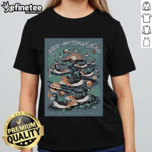 Official Dave Matthews Band July 8, 2025 poster for Budweiser Stage in Toronto, ON featuring a stylish ladies tee design.