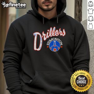 Official Edmonton Drillers 1979 logo hoodie featuring vintage design, perfect for soccer fans and collectors.