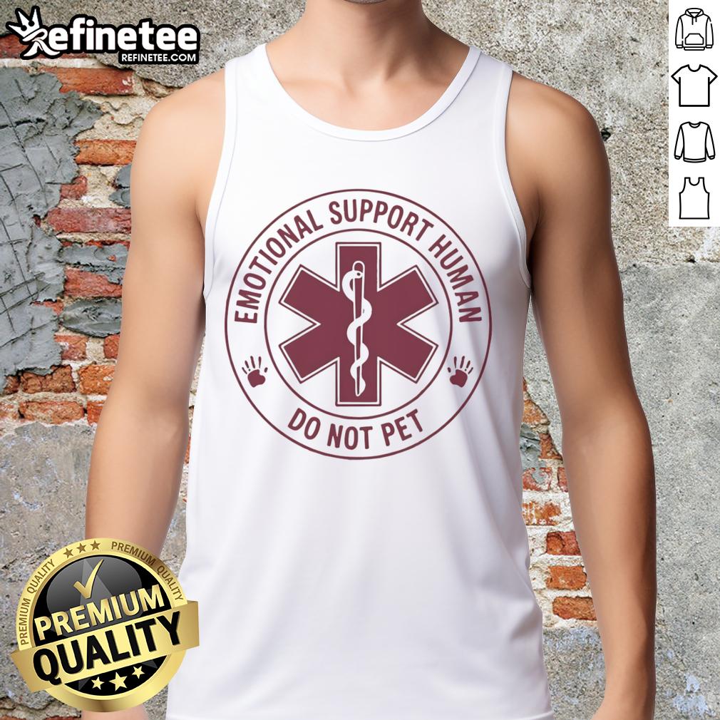 Official Emotional Support Human Do Not Pet Logo Tank Top featuring a vibrant design for pet-friendly environments.