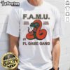 Official F.A.M.U Liar Back Fl Game Gang Rattle The Game T-Shirt featuring vibrant graphics and a stylish design.
