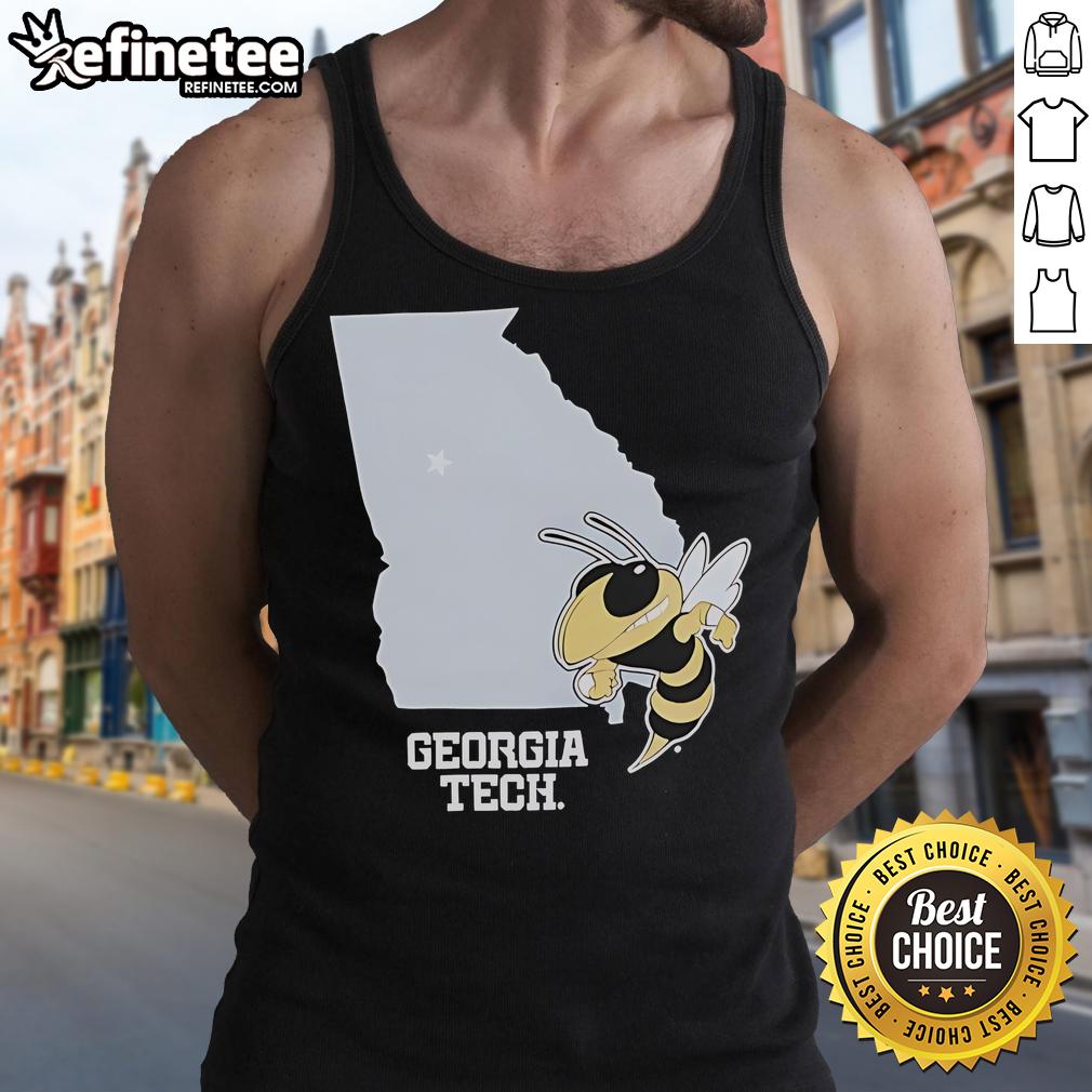 Alt Text: Official Georgia Tech Yellow Jackets Buzz Georgia tank top featuring vibrant team colors and logo, perfect for fans.