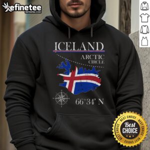 Official Iceland Arctic Circle hoodie featuring the Icelandic flag, perfect for polar adventures and winter wear.
