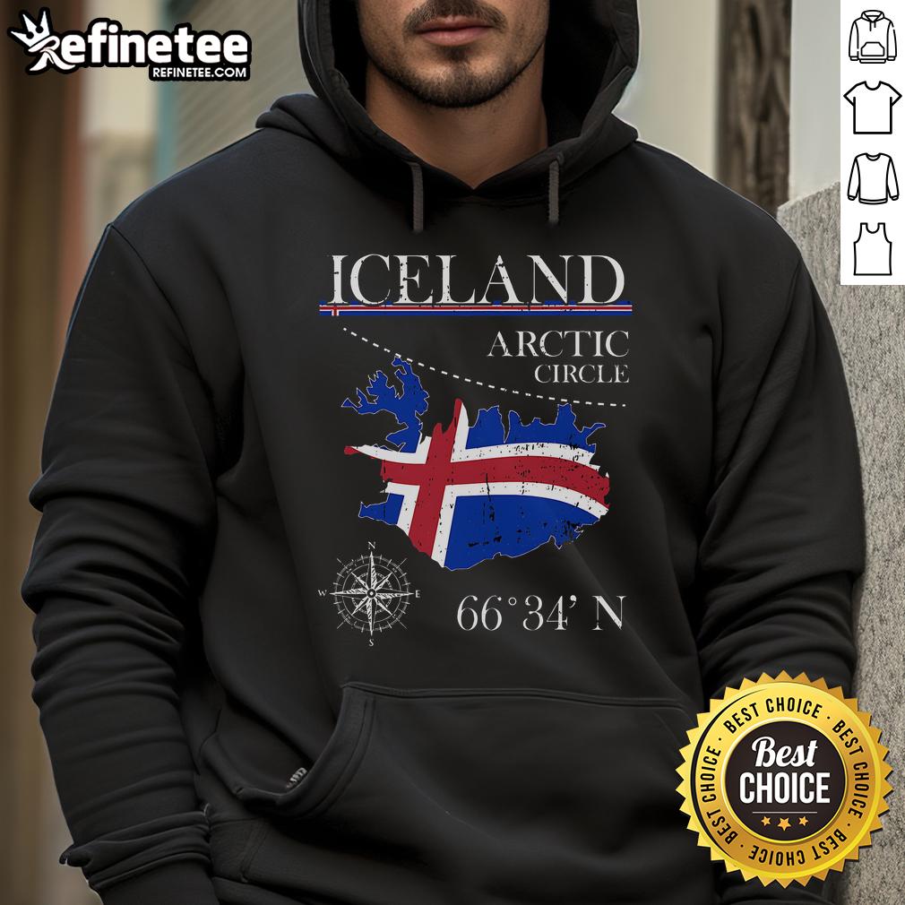 Official Iceland Arctic Circle hoodie featuring the Icelandic flag, perfect for polar adventures and winter wear.