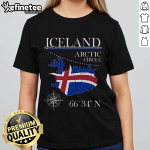 Official Iceland Arctic Circle polar North Island tee featuring the Icelandic flag for women.