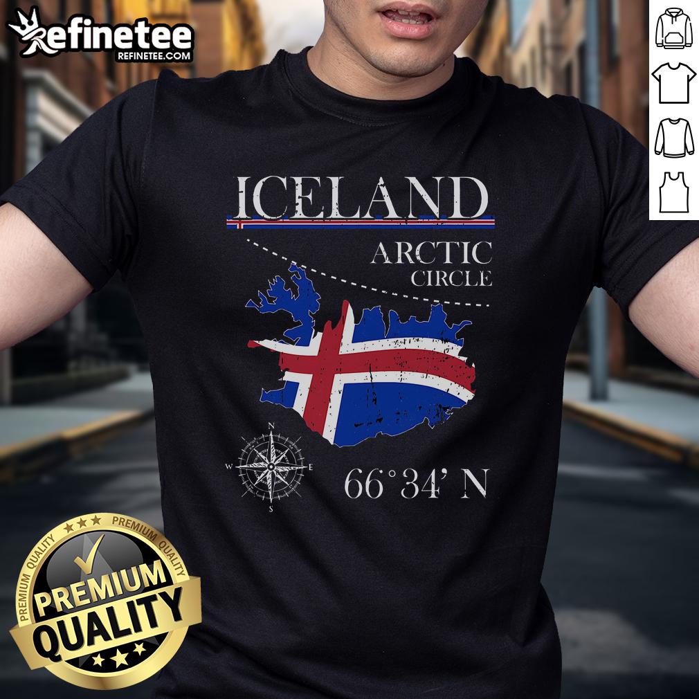 Official Iceland Arctic Circle T-Shirt featuring the Icelandic flag, perfect for showcasing your love for Iceland.