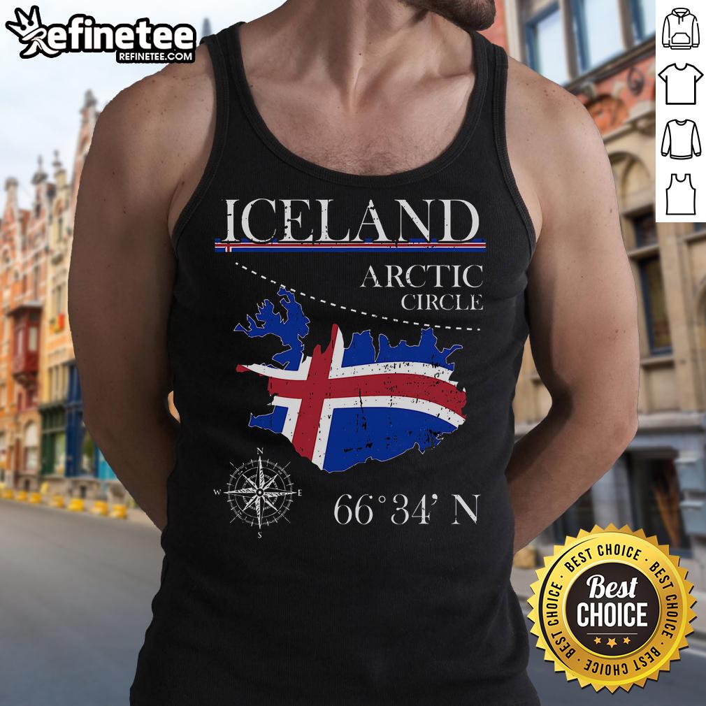 Official Iceland Arctic Circle tank top featuring the Icelandic flag, perfect for summer wear and showcasing Icelandic pride.