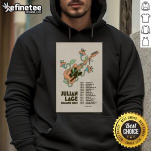 Official Julian Lage Tour EU UK Summer 2025 poster hoodie featuring vibrant design and tour details.