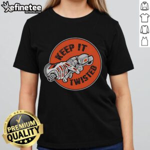 Official Keep It Twisted logo on a stylish ladies tee, perfect for fans of unique graphic apparel.