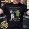Official Keep The Planet Clean For Our Future Robot Overlords T-Shirt featuring a quirky design promoting environmental awareness.