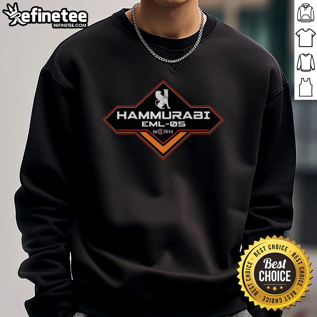 Alt Text: Classic Hammurabi EML-05 Sweatshirt featuring MCRN logo, perfect for fans of The Expanse and stylish comfort.