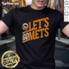 Alt Text: Official Mets logo on a Let's Go Mets T-shirt, perfect for fans showing support for the New York Mets.