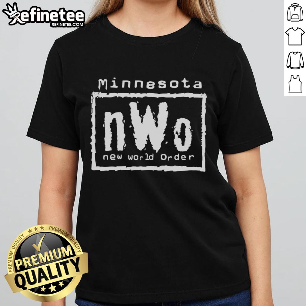 Official Minnesota nWo New World Order Ladies Tee featuring bold graphics and a stylish design for fans.