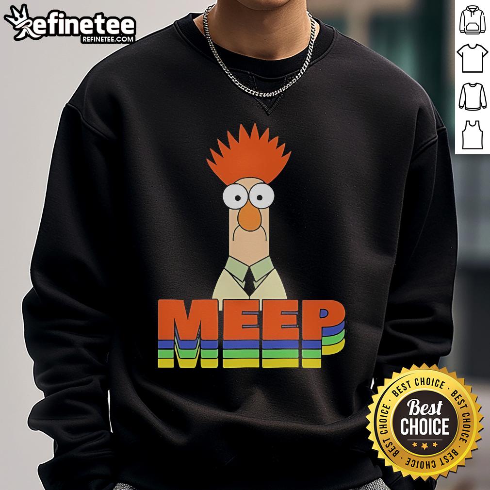 Official Muppet Beaker Meep Sweatshirt featuring a vibrant design of Beaker with his iconic expression, perfect for fans.