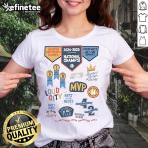 Official OKC Thunder Season 2025 Championship scrapbook ladies tee showcasing team pride and style.