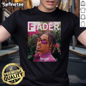 Alt Text: Official Ozuna The Fader T-Shirt featuring bold graphics and vibrant colors, perfect for fans of the artist.