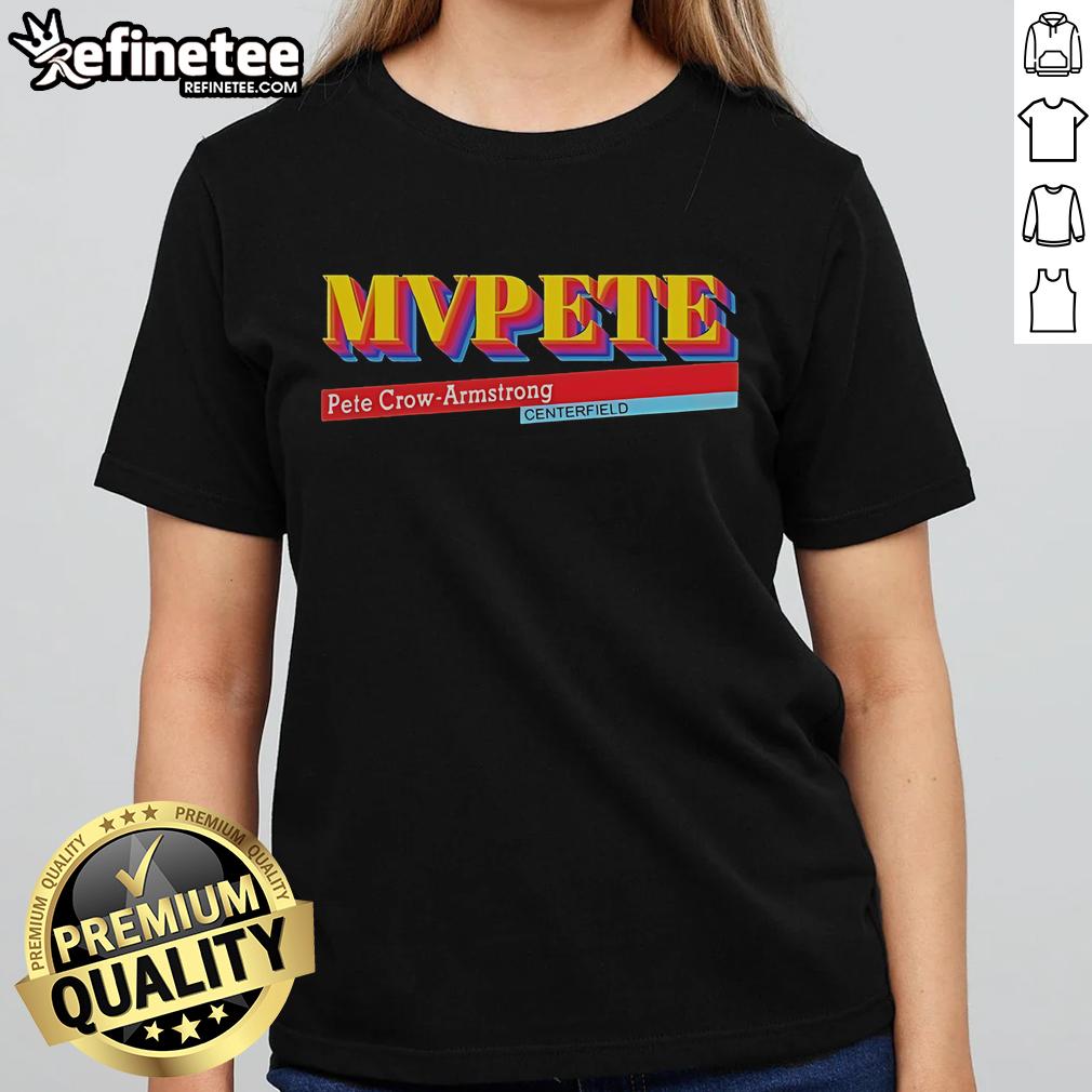 Official Pete Crow-Armstrong MVPETE Centerfield Ladies Tee featuring vibrant design and comfortable fit for fans.