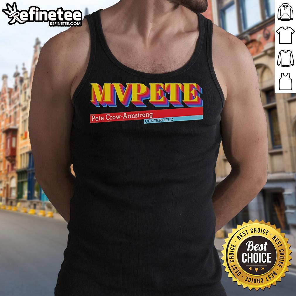 Alt Text: Pete Crow-Armstrong MVPETE Centerfield tank top showcasing stylish design for baseball fans.
