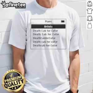 Official Plans Artists Death Cab For Cutie T-Shirt featuring iconic band logo and design, perfect for fans and collectors.