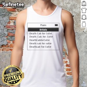Death Cab For Cutie tank top featuring official plans artwork, perfect for fans of the band and stylish summer wear.