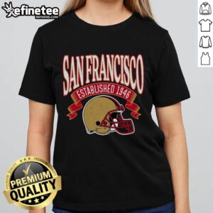 Vintage San Francisco football ladies tee shirt established 1946, featuring classic design and team colors.