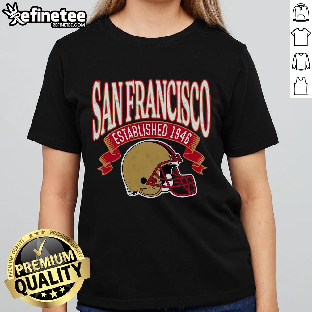 Vintage San Francisco football ladies tee shirt established 1946, featuring classic design and team colors.