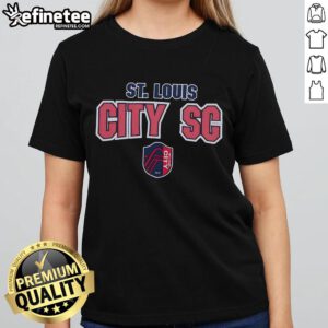 Official St. Louis CITY SC Legendary Slub Ladies Tee, stylish women's soccer shirt featuring team logo and vibrant colors.