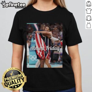 Official Steph Curry and LeBron James USA Olympics tee for ladies, perfect for sports fans and Olympic supporters.
