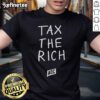 Official Tax The Rich AOC T-Shirt featuring bold text design promoting economic equity and social justice.