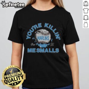 Official The Sandlot X Miami Marlins You're Killin' Me Smalls ladies tee featuring classic movie graphics and team colors.