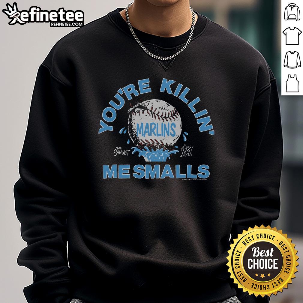 Official The Sandlot X Miami Marlins You're Killin Me Smalls sweatshirt featuring classic baseball design and playful graphics.