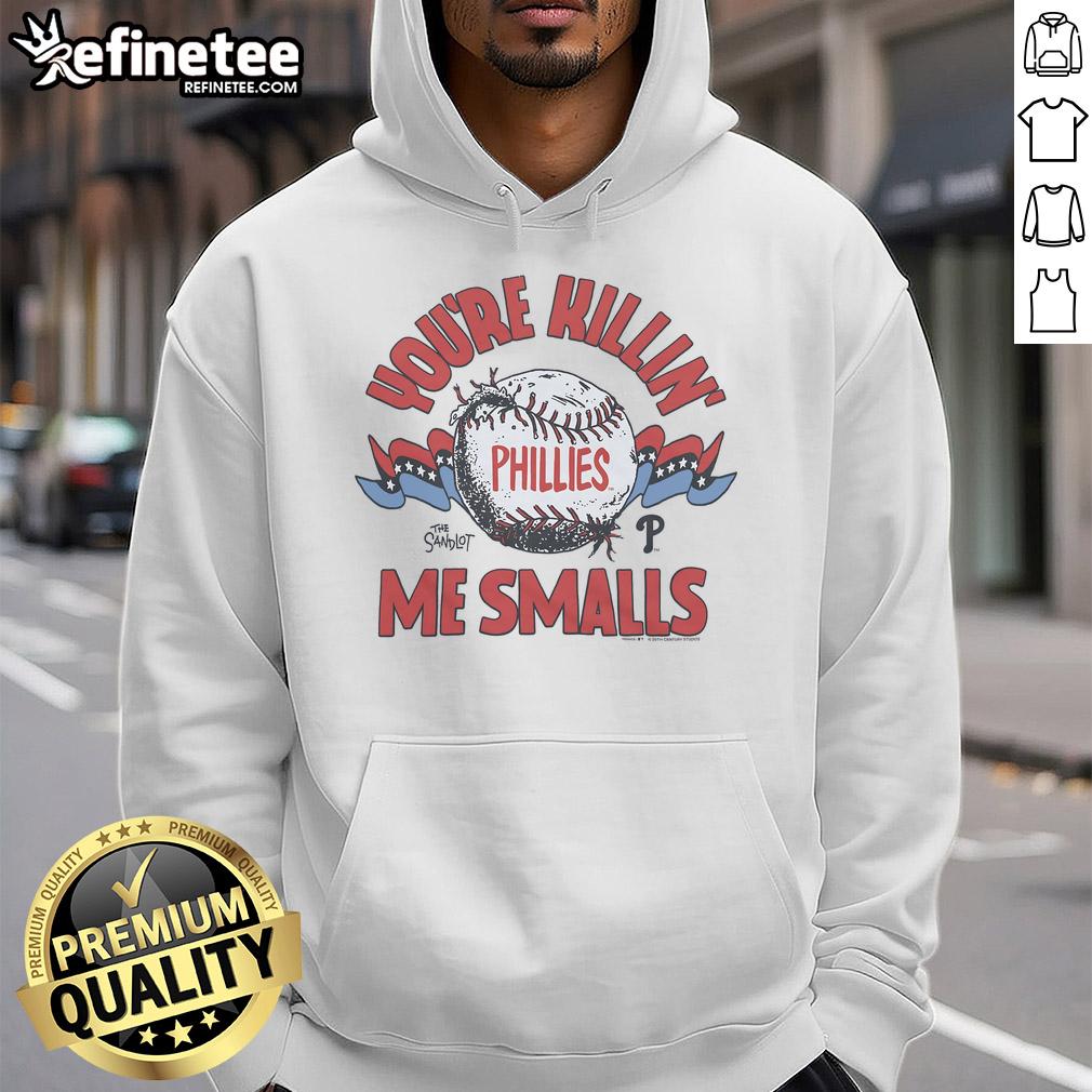 Official The Sandlot X Philadelphia Phillies You're Killin Me Smalls hoodie featuring iconic movie design and team colors.