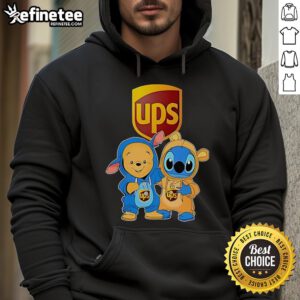 Official UPS Pooh and Stitch Friends Hoodie featuring colorful designs of beloved characters for cozy, stylish wear.