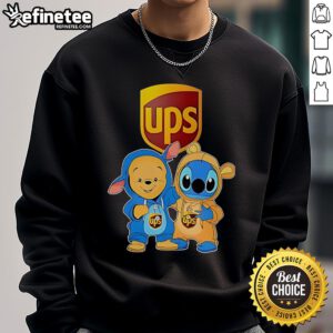 Official UPS Pooh and Stitch Friends sweatshirt featuring iconic characters in a cozy design perfect for fans.