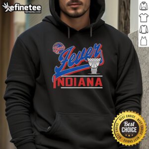 Official WNBA Commissioner's Cup 2025 Raise Indiana Fever hoodie showcasing team colors and logo.