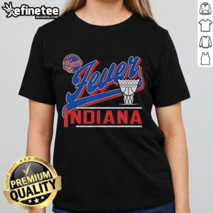 Official WNBA Commissioner's Cup 2025 Indiana Fever Ladies Tee featuring team logo and vibrant design for fans.