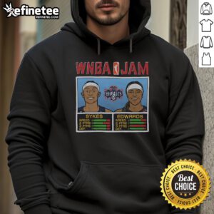 Official WNBA Jam hoodie featuring Mystics players Sykes and Edwards, perfect for fans and collectors.