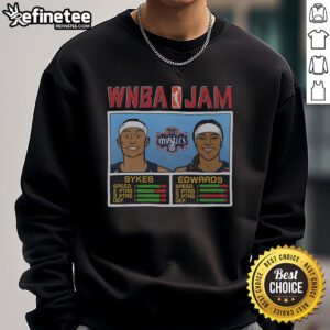 Official WNBA Jam sweatshirt featuring Mystics players Sykes and Edwards, perfect for fans and cozy attire.