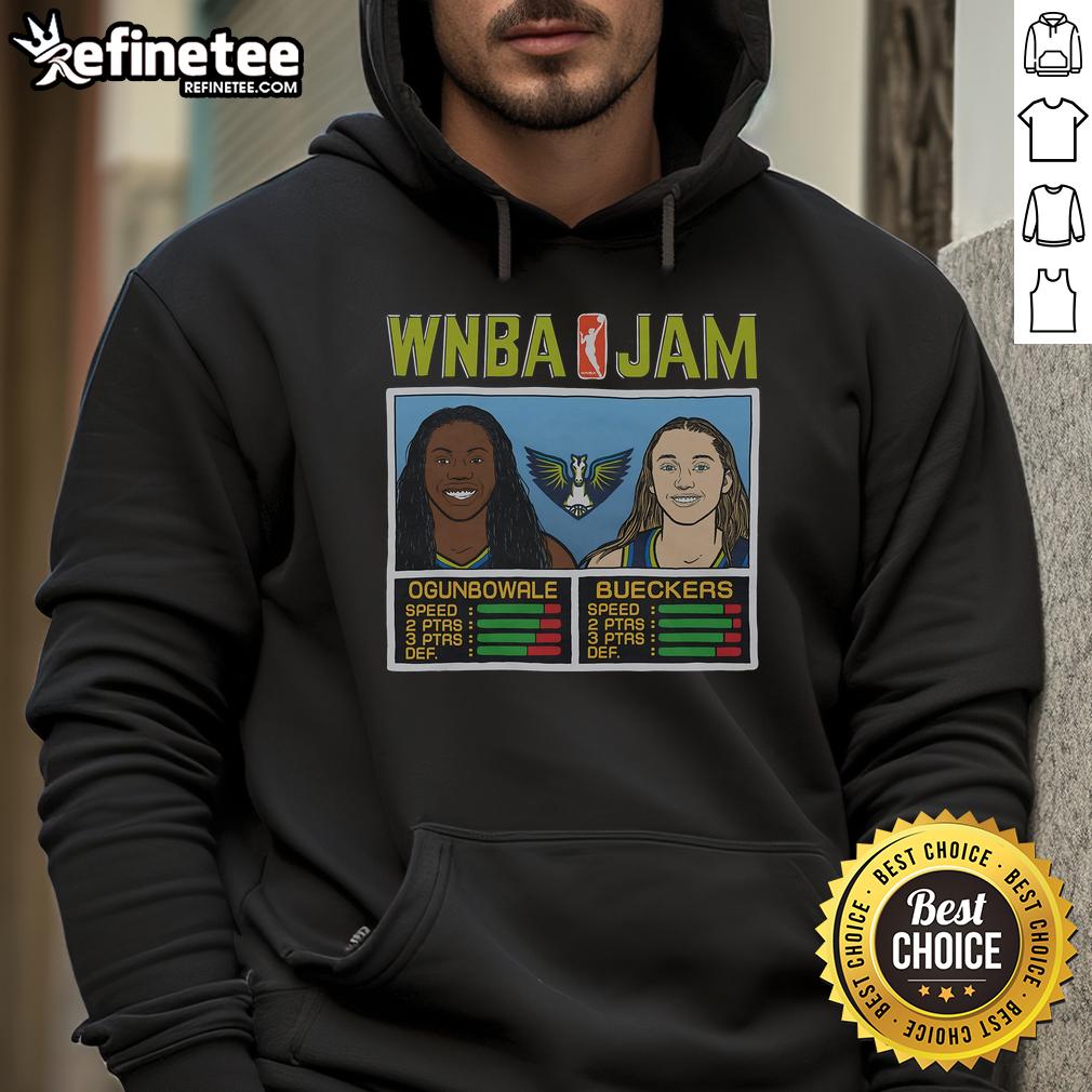 Official WNBA Jam hoodie featuring Ogunbowale and Bueckers, perfect for fans and players of women's basketball.